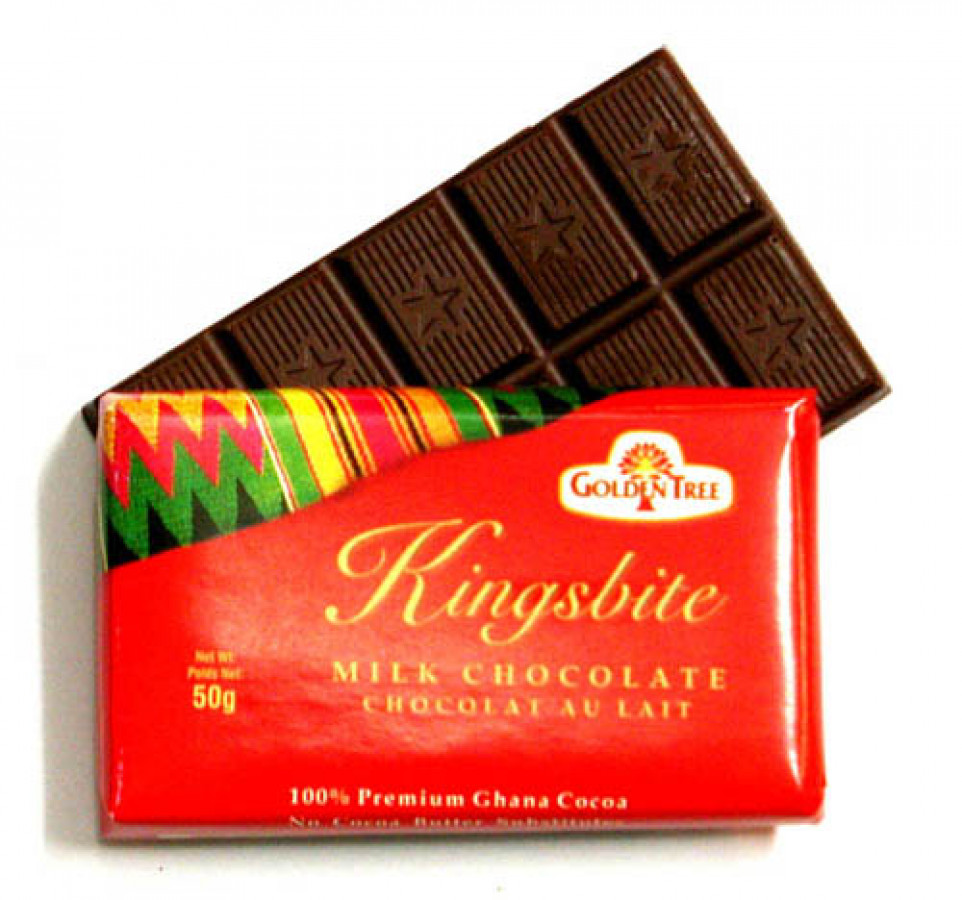 Golden Tree Kingsbite Milk Chocolate Bars – From Ghana (20g, 50g, 100g Boxes), 40% Cocoa, Kosher, GMO Free